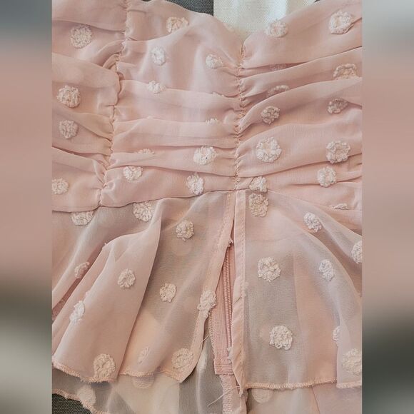 Double Crazy size medium light pink Chiffon crop tank top - Picture 2 of 7